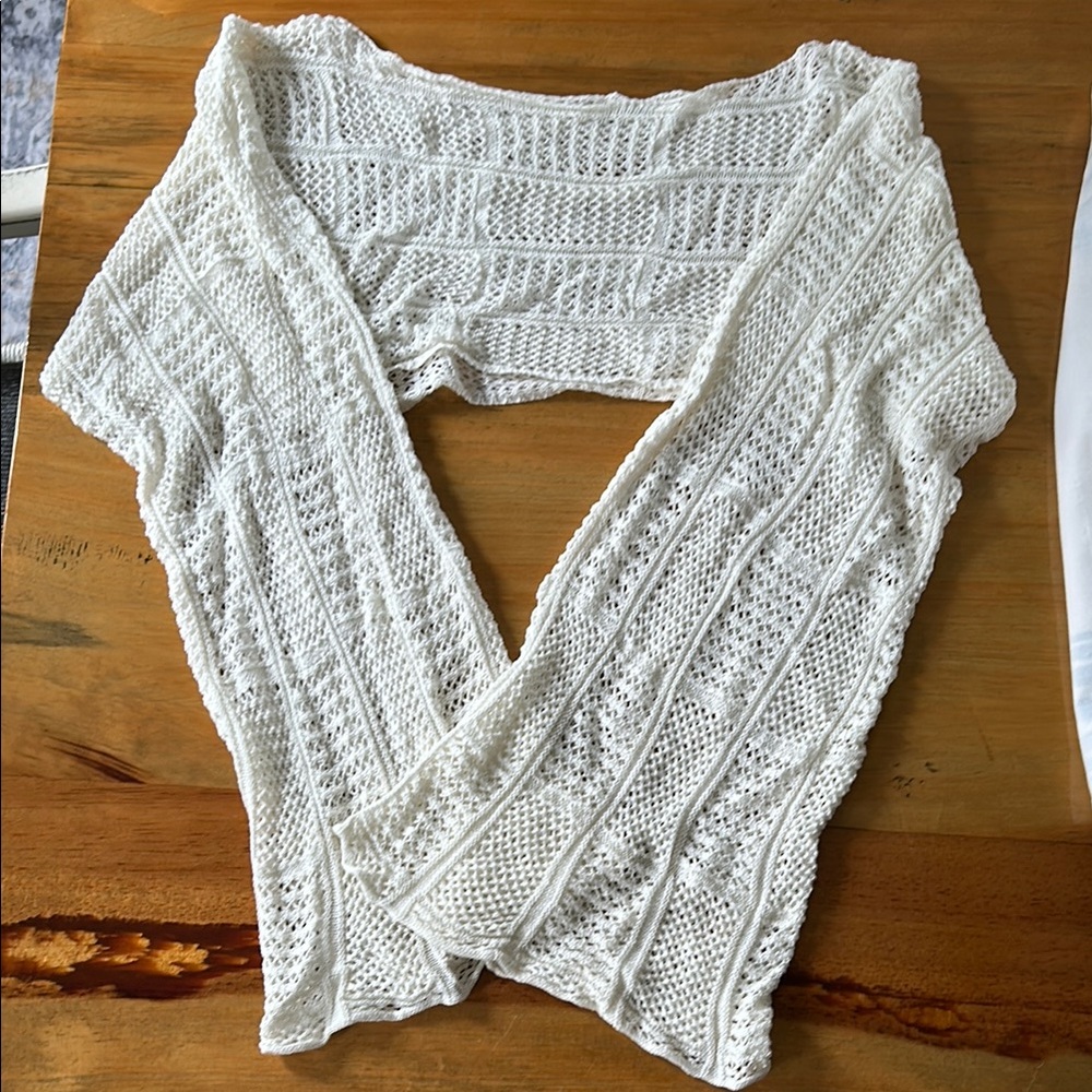 White Crochet Knit Shrug